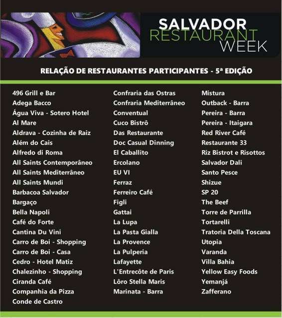Restaurant Week 2014 3a edição - Onde Comer em Salvador Blog de Gastronomia